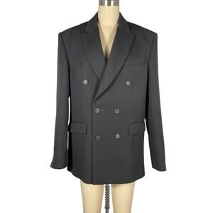 Wardrobe Nyc Tailored Black Double Breasted Wool Blazer Size S